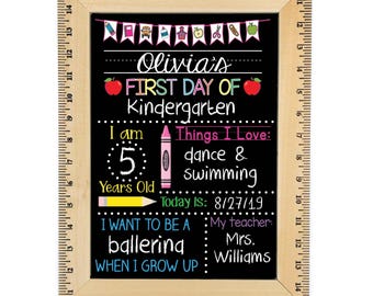 First Day of School Sign, First Day of Kindergarten Sign, 1st Day of Preschool, Back to School Chalkboard, Reusable sign, First and Last Day