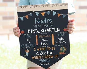 First Day of School Sign, Back to School Chalkboard, Reusable 1st Day Board, Last Day, Kindergarten, First Grade, Preschool, Ruler, BloomOwl