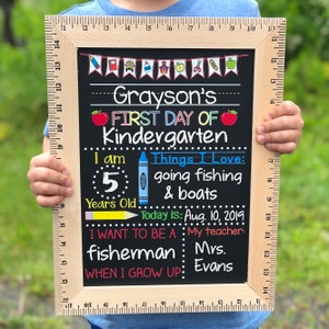 First Day of School Sign, First Day of Kindergarten Sign, 1st Day of Preschool, Back to School Chalkboard, Reusable, First and Last Day Sign