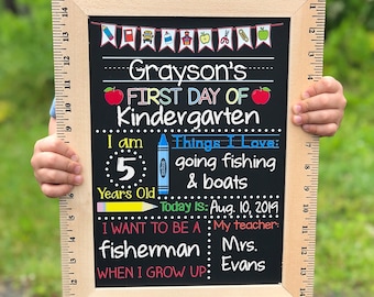 First Day of School Sign, First Day of Kindergarten Sign, 1st Day of Preschool, Back to School Chalkboard, Reusable, First and Last Day Sign