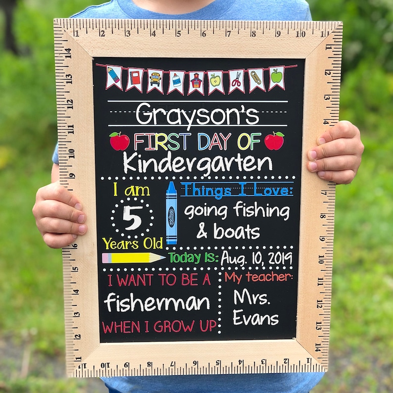First Day of School Sign, First Day of Kindergarten Sign, 1st Day of Preschool, Back to School Chalkboard, Reusable, First and Last Day Sign 