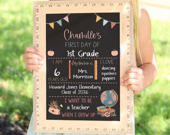 First Day of School Sign, First Day of Kindergarten Sign, 1st Day of Preschool, Back to School Chalkboard, Reusable sign, First and Last Day
