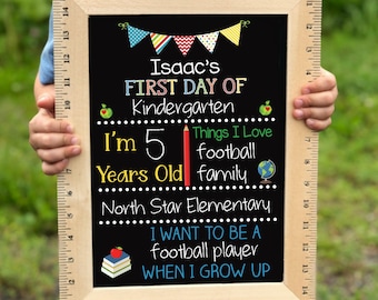 First Day of School Sign, First Day of Kindergarten Sign, 1st Day of Preschool, Back to School Chalkboard, Reusable School Sign, 1st Day