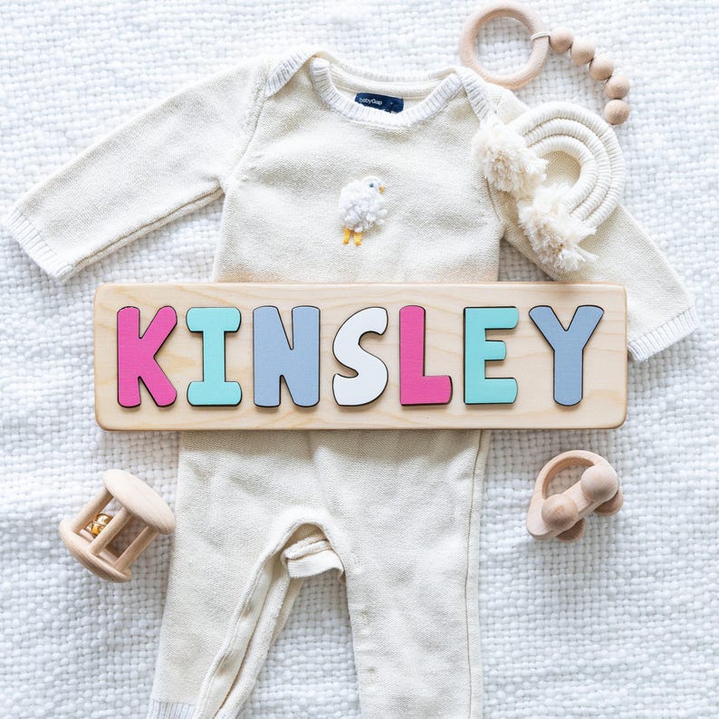 Casse-tête prénom en bois, Cadeau de la Saint-Valentin, Cadeaux de Pâques, Casse-tête personnalisé pour fille, Jouets éducatifs, Petite fille, Cadeau d'anniversaire image 1
