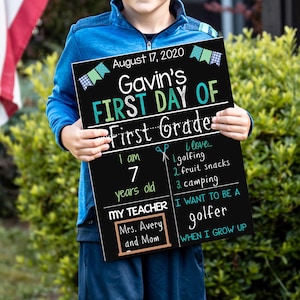 First Day of School Sign, First Day of Kindergarten Sign, 1st Day of Preschool, Back to School Chalkboard, Reusable School Sign, Last Day