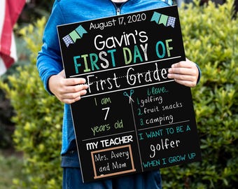 First Day of School Sign, First Day of Kindergarten Sign, 1st Day of Preschool, Back to School Chalkboard, Reusable School Sign, Last Day
