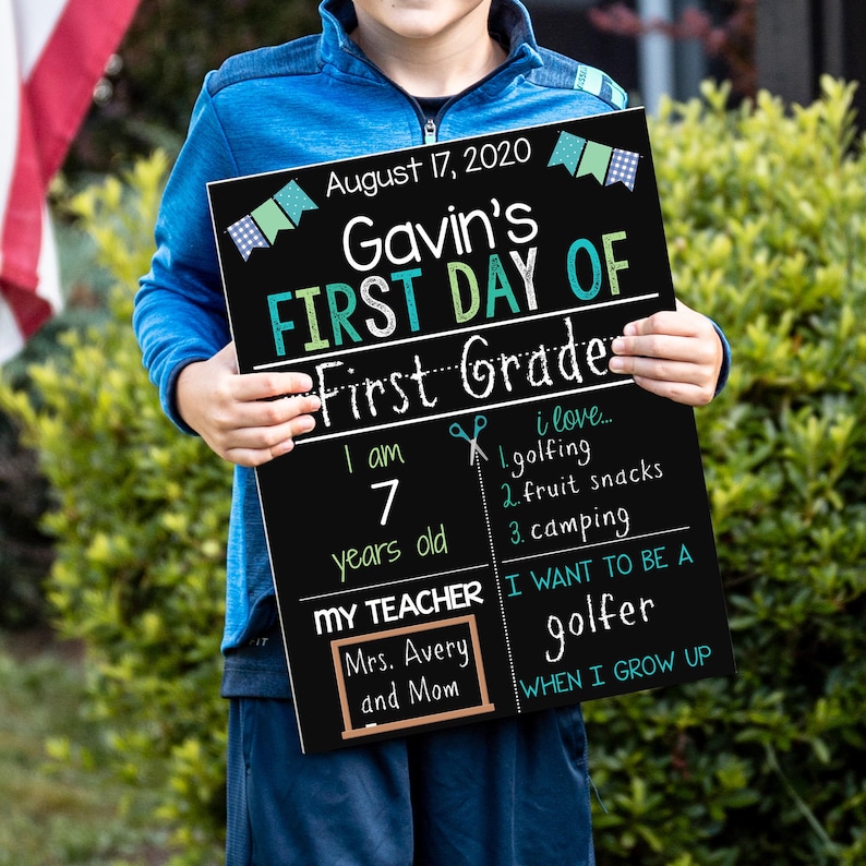 First Day of School Sign, First Day of Kindergarten Sign, 1st Day of Preschool, Back to School Chalkboard, Reusable School Sign, Last Day image 1