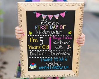 First Day of School Sign, Back to School Board, First Day of Kindergarten Sign, 1st Day of Preschool, Reusable School Sign, First and Last