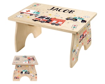 First Responders Toddler Step Stool, Step Stool for Kids, Personalized Childrens Stool, Easter Gift, Bathroom, City Heroes, Firetruck Decor