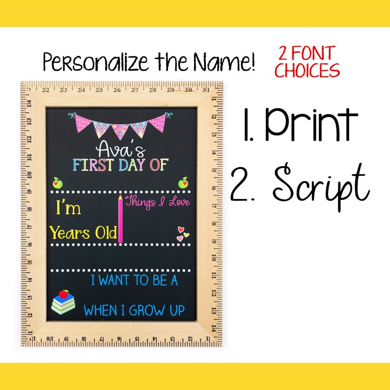 First Day of School Sign, First Day of Kindergarten, 1st Day of Preschool, Back to School Board, Reusable School Sign, Chalkboard image 7