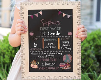 First Day of School Sign, First Day of Kindergarten Sign, 1st Day of Preschool, Back to School Chalkboard, Reusable sign, First and Last Day