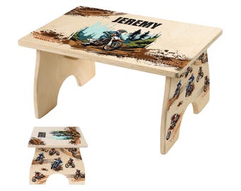 Dirtbike Step Stool for Kids, Toddler Step Stool, Wooden Personalized Childrens Stool, Montessori Furniture, Easter Gift, Off-Road Racing