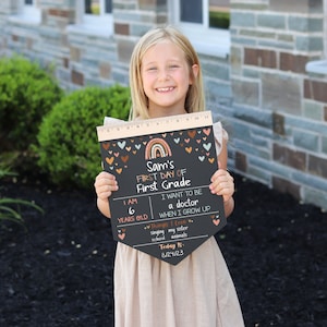 First Day of School Sign, Back to School Chalkboard, Reusable 1st Day Board, Last Day, Kindergarten, First Grade, Preschool, Ruler, BloomOwl