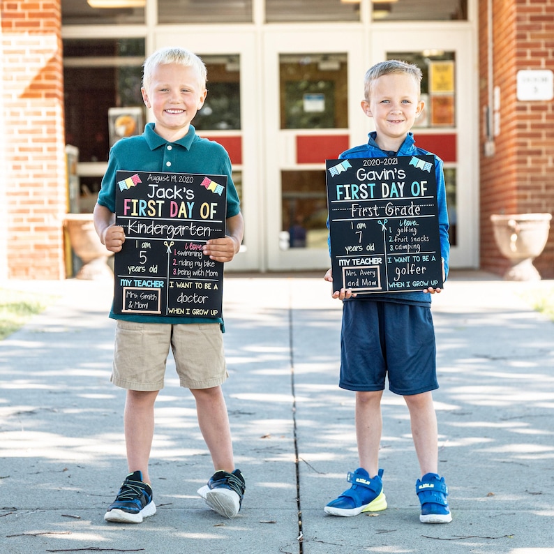 First Day of School Sign, First Day of Kindergarten Sign, 1st Day of Preschool, Back to School Chalkboard, Reusable School Sign, Last Day image 3