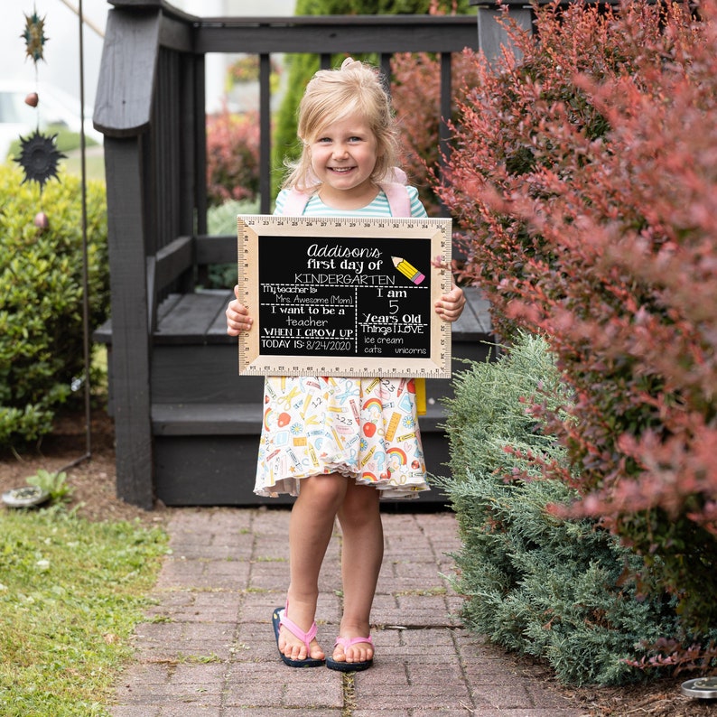 First Day of School Sign, 1st Day of School, First and Last Day, Back to School Chalkboard, 1st Day of Kindergarten, Preschool, Reusable image 8