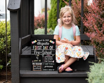 First Day of School Sign, Back to School Chalkboard, Reusable 1st Day Board, Last Day Sign, Kindergarten, First Grade, Preschool, Photo Prop