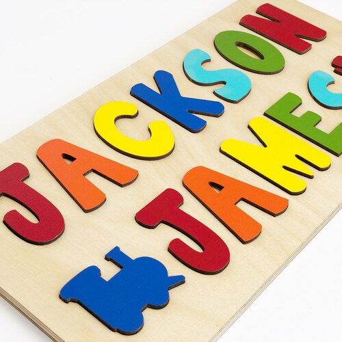 Wooden Name Puzzle for Three Names Custom Personalized Etsy