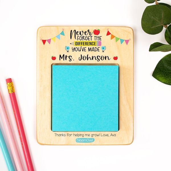 Teacher Appreciation Gift, Sticky Note Holder, Post it Holder, Personalized Teacher Gifts, End of Year Teacher Gift