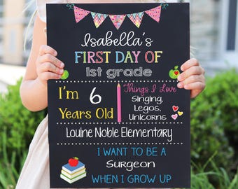 First Day of School Sign, Back to School Chalkboard, Preschool, Kindergarten School Sign, Reusable Chalkboard, Last Day Sign, Photo Prop