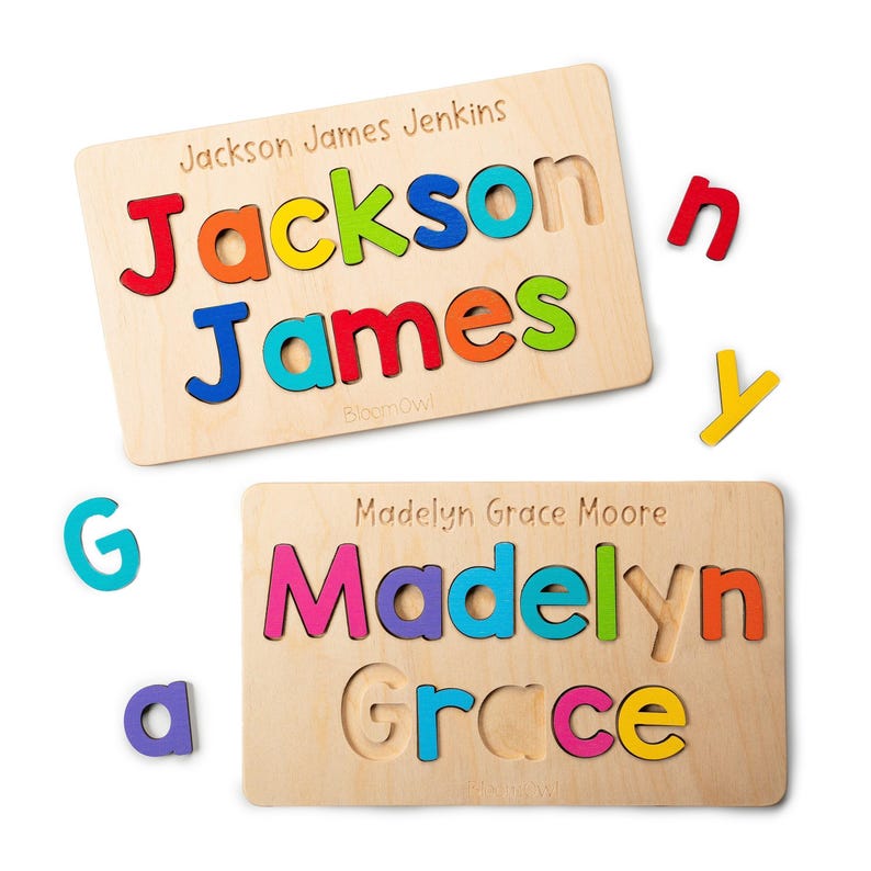 Wooden Name Puzzle, Easter Gift for Kids, Full Name Puzzle, Personalized Gifts Toddler , Montessori Toys, Baby Shower Gift, Newborn Gift image 1