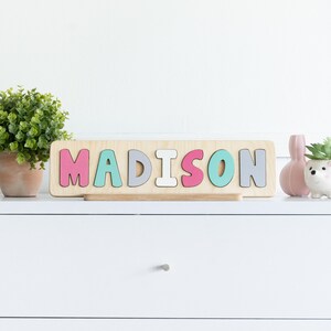 Casse-tête prénom en bois, Cadeau de la Saint-Valentin, Cadeaux de Pâques, Casse-tête personnalisé pour fille, Jouets éducatifs, Petite fille, Cadeau d'anniversaire image 3