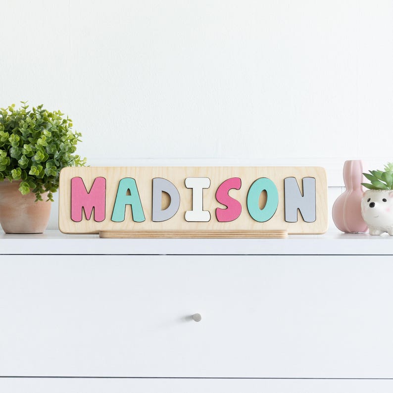 Casse-tête prénom en bois, Cadeau de la Saint-Valentin, Cadeaux de Pâques, Casse-tête personnalisé pour fille, Jouets éducatifs, Petite fille, Cadeau d'anniversaire image 3