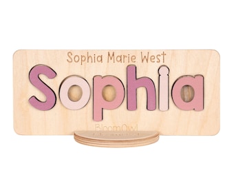 Wooden Name Puzzles, Easter Gift for Girls, Full Name Puzzle, Baby and Toddler Toys, Montessori Toys, Baby Shower Gift, Personalized Name