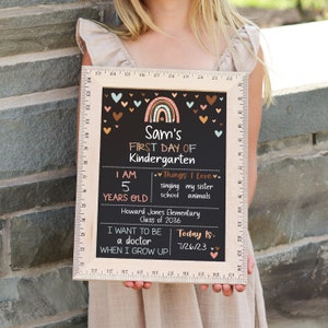 First Day of School Sign, Back to School Chalkboard, Reusable 1st Day Board, Last Day, Kindergarten, First Grade, Preschool, Ruler, BloomOwl