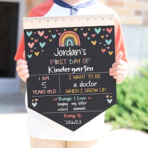 First Day of School Sign, Back to School Chalkboard, Reusable 1st Day Board, Last Day, Kindergarten, First Grade, Preschool, Ruler, BloomOwl