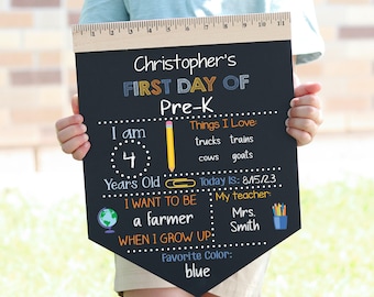 First Day of School Sign, Back to School Chalkboard, Reusable 1st Day Board, Last Day, Kindergarten, First Grade, Preschool, Ruler, BloomOwl