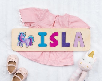 Unicorn Puzzle, Valentine's Day Gift, Easter Gifts, Personalized Name Puzzle, Wooden Toy, Gift for Girl, Girls Birthday Gift, New Baby Gift