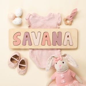 Wooden Name Puzzle, Valentine's Day Gift, Easter Gift, Personalized Gift for Girls, New Baby Gift, First Birthday, Custom Name Puzzle image 8