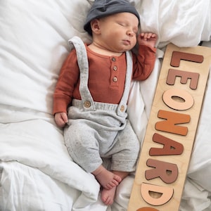 Wooden Name Puzzle, New Baby Gift, Gender Neutral, Personalized Easter Gift for Baby, First Birthday Gift, Toys, Puzzle for Baby