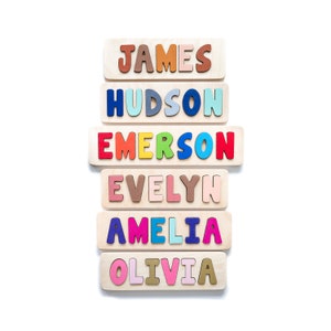 Wooden Name Puzzle, Easter Gift for Kids, Name Puzzles for Toddlers, Montessori, First Birthday, Baby Shower Gift, Custom Name Puzzle image 1