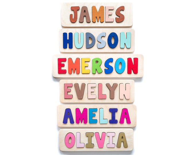 Wooden Name Puzzle, Easter Gift for Kids, Name Puzzles for Toddlers, Montessori, First Birthday, Baby Shower Gift, Custom Name Puzzle