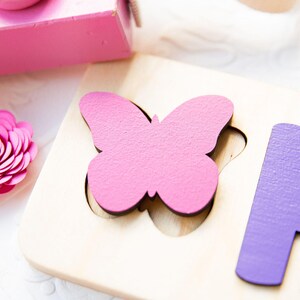 Rompecabezas de nombres, regalos de Pascua para niños, rompecabezas de nombres con formas, regalo personalizado, rompecabezas de nombres para bebé, juguete de madera, regalo de primer cumpleaños imagen 2