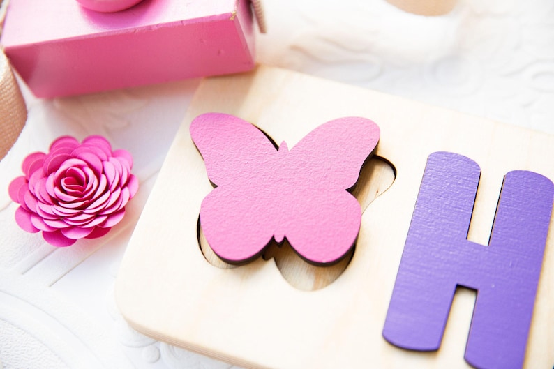 Rompecabezas de nombres, regalos de Pascua para niños, rompecabezas de nombres con formas, regalo personalizado, rompecabezas de nombres para bebé, juguete de madera, regalo de primer cumpleaños imagen 2