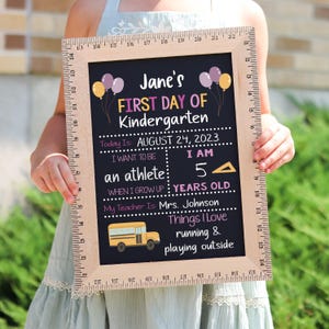 First Day of School Sign, Back to School Chalkboard, Reusable 1st Day Board, Last Day, Kindergarten, First Grade, Preschool, Ruler, BloomOwl