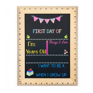 First Day of School Sign, First Day of Kindergarten, 1st Day of Preschool, Back to School Board, Reusable School Sign, Chalkboard image 2