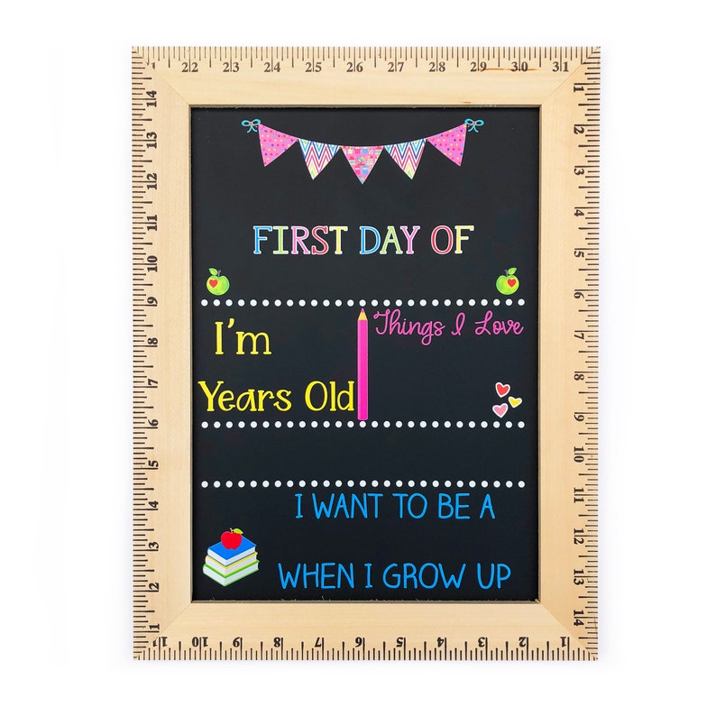 First Day of School Sign, First Day of Kindergarten, 1st Day of Preschool, Back to School Board, Reusable School Sign, Chalkboard image 2