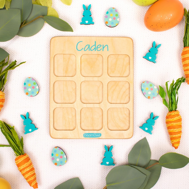 Easter Tic Tac Toe, Basket Fillers, Easter Gift for Kids, Basket Stuffers, Wooden Kids Game, Personalized Gift, Bunny, For Girls, For Boys image 7