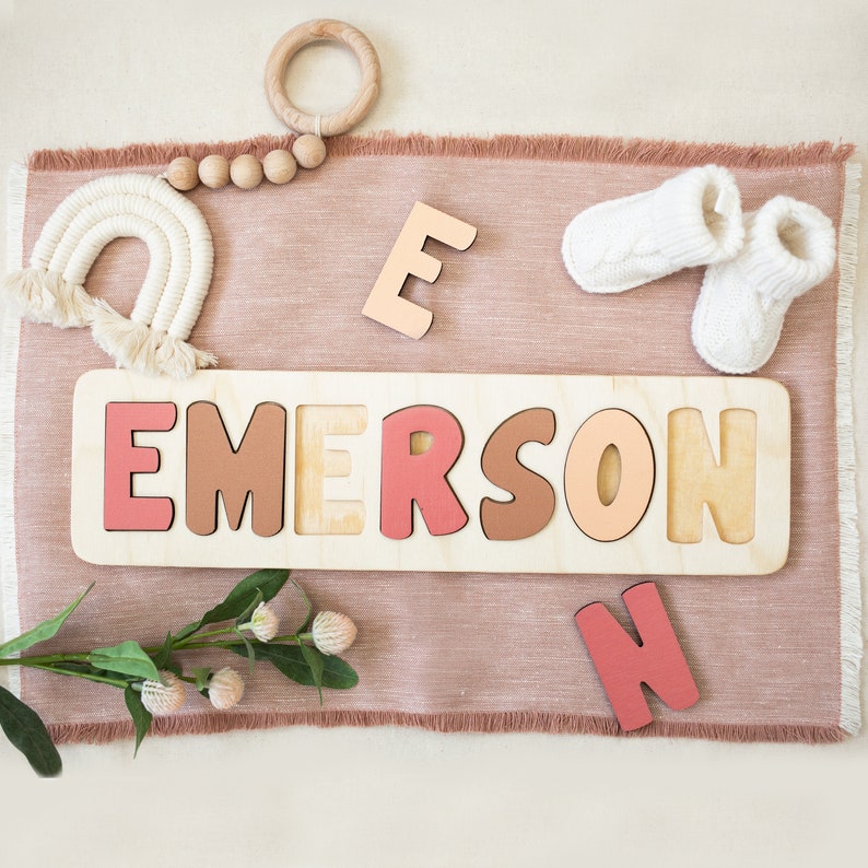 Wooden Name Puzzle, Gift for Kids, New Baby Gift, Gender Neutral, Personalized Gift, First Birthday Gift 