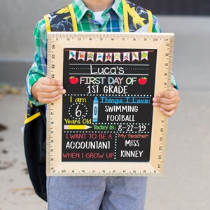 First Day of School Sign, First Day of Kindergarten Sign, 1st Day of Preschool, Back to School Chalkboard, Reusable School Sign, 1st Day image 1