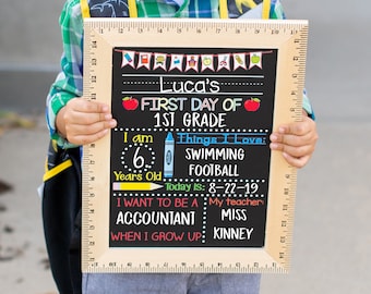 First Day of School Sign, First Day of Kindergarten Sign, 1st Day of Preschool, Back to School Chalkboard, Reusable School Sign, 1st Day