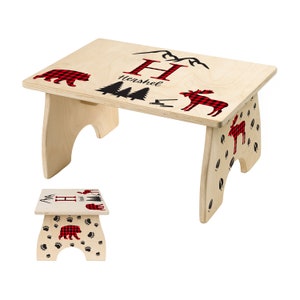 Toddler Step Stool, Woodland Step Stool for Kids, Easter Gift for Kids, Personalized Wooden Stool, Bear Mountain Kids Furniture, Bathroom