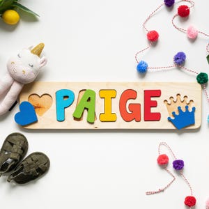 Rompecabezas de nombres, regalos de Pascua para niños, rompecabezas de nombres con formas, regalo personalizado, rompecabezas de nombres para bebé, juguete de madera, regalo de primer cumpleaños imagen 8