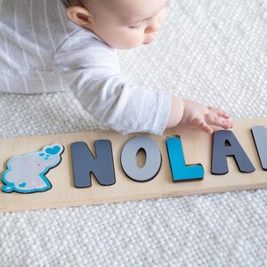 Casse-tête avec nom d'éléphant, Cadeau de la Saint-Valentin, Cadeau pour un nouveau-né, Jouet en bois, Cadeaux personnalisés, Cadeau d'anniversaire d'enfant, Casse-tête de nom personnalisé image 8
