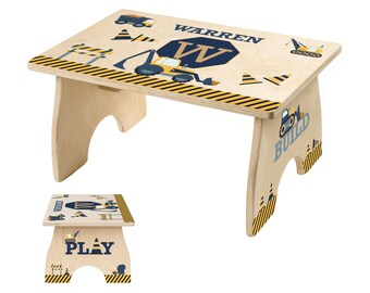 Toddler Step Stool, Construction Step Stool for Kids, Personalized Childrens Stool, Gift for Boy, Easter Gift for Kids, Bathroom Step Stool
