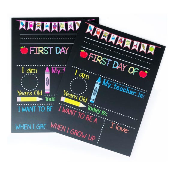 First Day of School Sign, 1st Day of School Sign for Girl or Boy, Kindergarten, Preschool, Back to School Chalkboard, Last Day School Sign