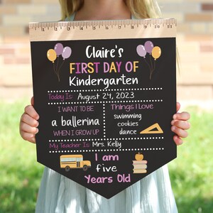 First Day of School Sign, Back to School Chalkboard, Reusable 1st Day Board, Last Day, Kindergarten, First Grade, Preschool, Ruler, BloomOwl